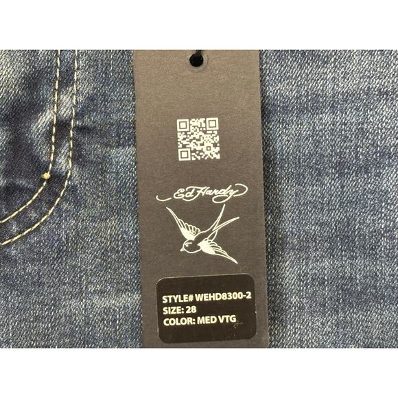 Ed Hardy Brave Hearts Wide Leg Jeans Women’s Size 28 Y2K Retro Denim - Picture 6 of 10